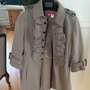 Manoush Gray Ruffle Trench Coat